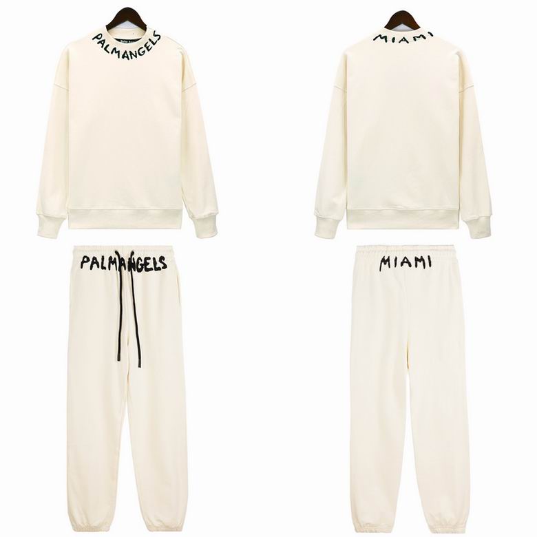 EM Sneakers Palm Angels Seasonal Logo Vintage Crew Neck Sweatshirt & Sweatpant Set White/Black