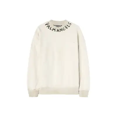EM Sneakers Palm Angels Seasonal Logo Vintage Crew Neck Sweatshirt White/Black 01