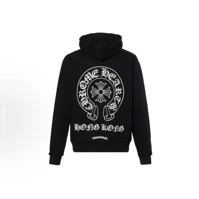 EM Sneakers Chrome Hearts Hong Kong Exclusive Scroll Label Hoodie Black 02