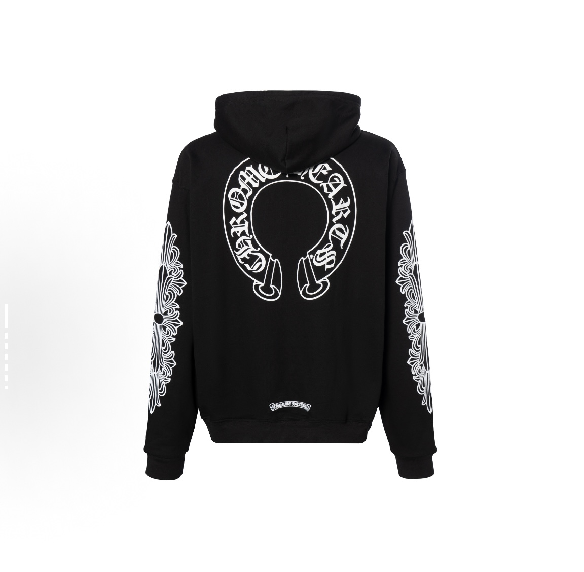 EM Sneakers Chrome Hearts Horseshoe Floral Cross-Sleeve Zip Up Hoodie Black White