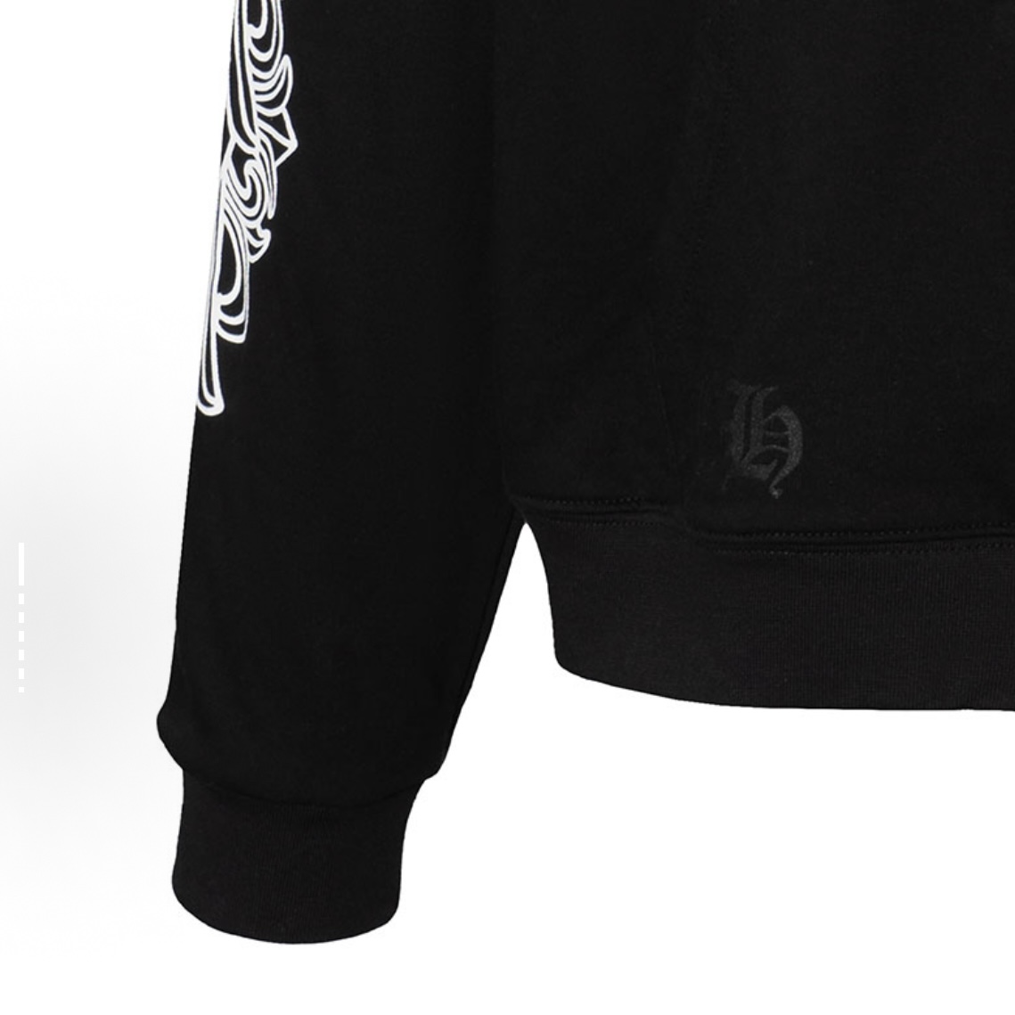 EM Sneakers Chrome Hearts Horseshoe Floral Cross-Sleeve Zip Up Hoodie Black White