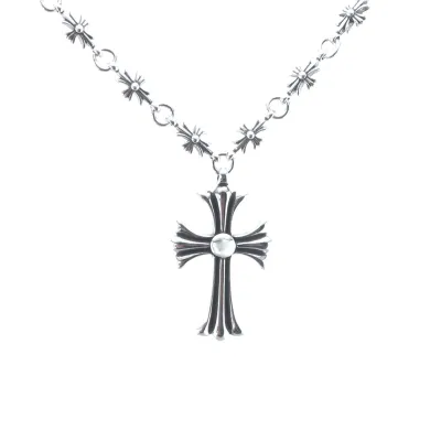 EM Sneakers Chrome Hearts 925 Sterling Silver Cross Necklace 01