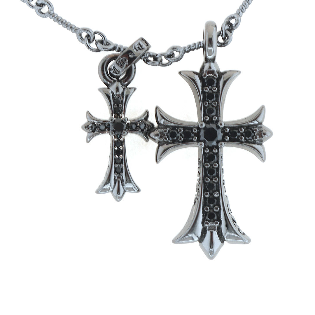 EM Sneakers Chrome Hearts Black Silver Double Cross Pendant Necklace