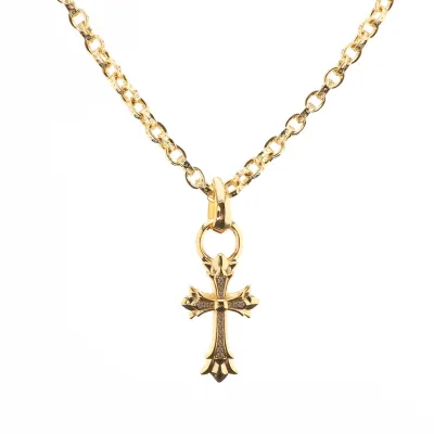 EM Sneakers Chrome Hearts Cross Pendant Necklace Gold 01