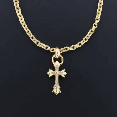 EM Sneakers Chrome Hearts Cross Pendant Necklace Gold 02