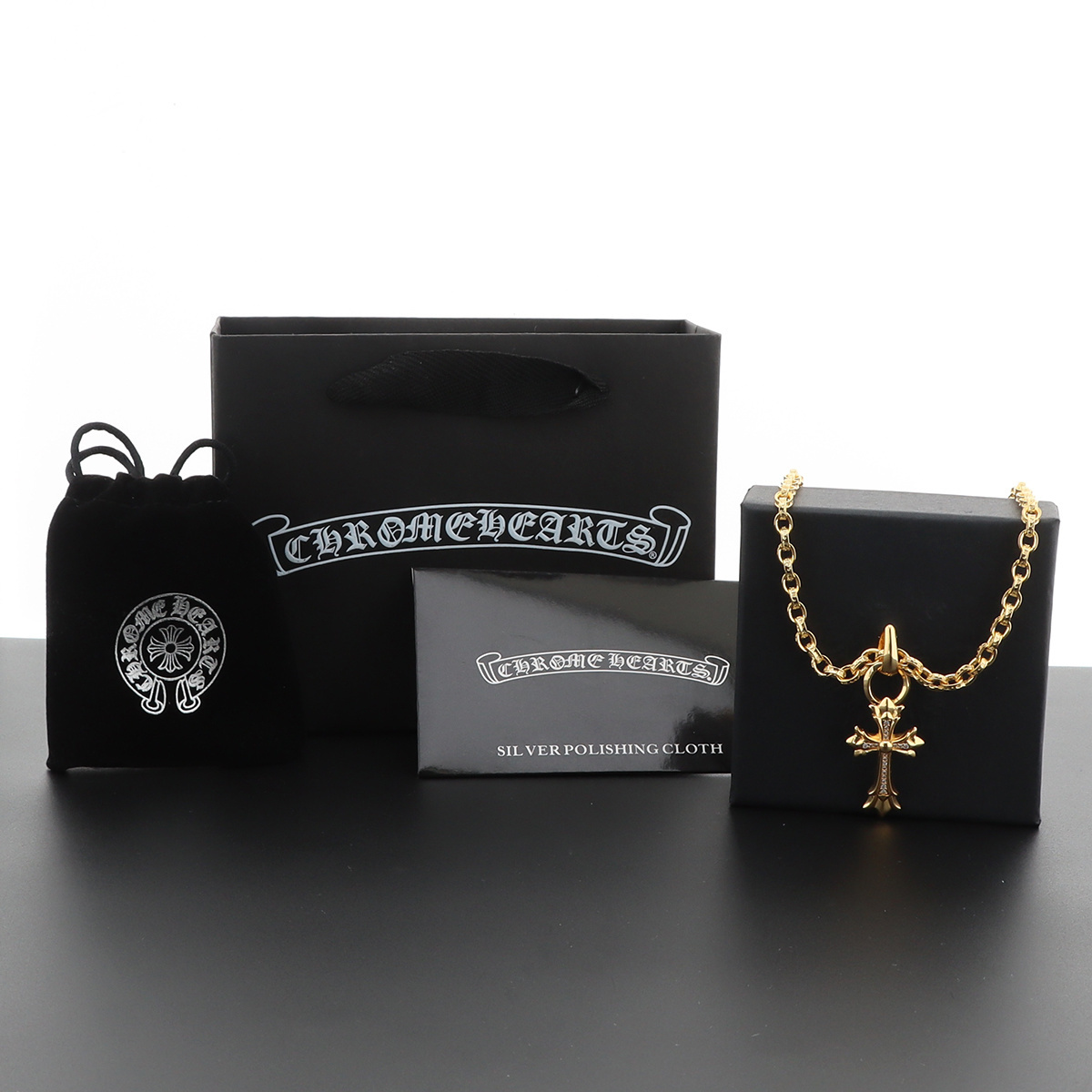 EM Sneakers Chrome Hearts Cross Pendant Necklace Gold