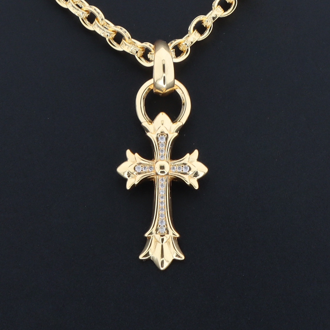 EM Sneakers Chrome Hearts Cross Pendant Necklace Gold