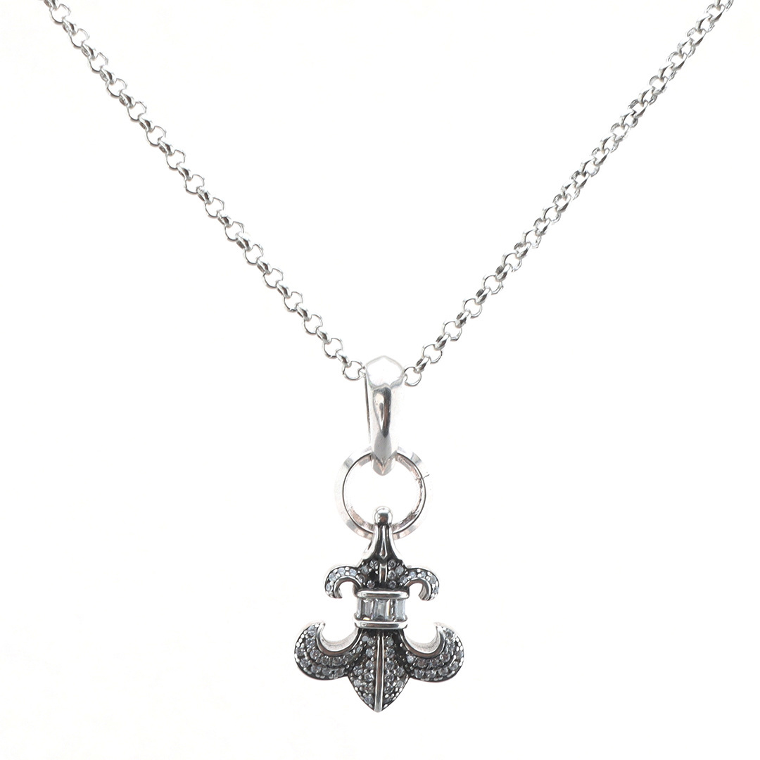 EM Sneakers Chrome Hearts Diamond Anchor Pendant Necklace Silver
