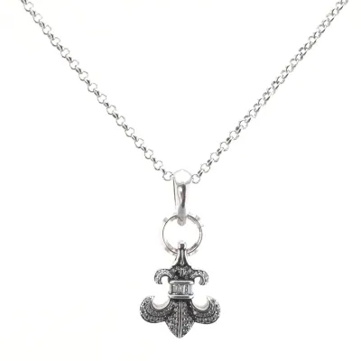 EM Sneakers Chrome Hearts Diamond Anchor Pendant Necklace Silver 01