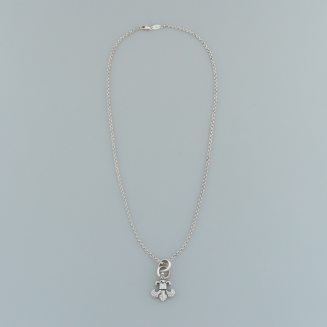 EM Sneakers Chrome Hearts Diamond Anchor Pendant Necklace Silver