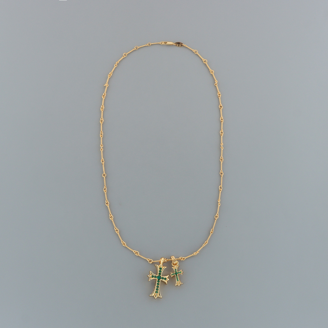 EM Sneakers Chrome Hearts Green Double Cross Necklace