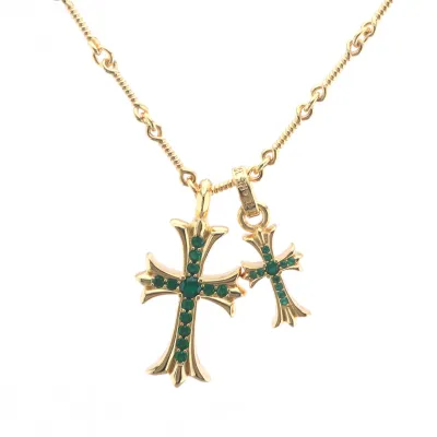 EM Sneakers Chrome Hearts Green Double Cross Necklace 01