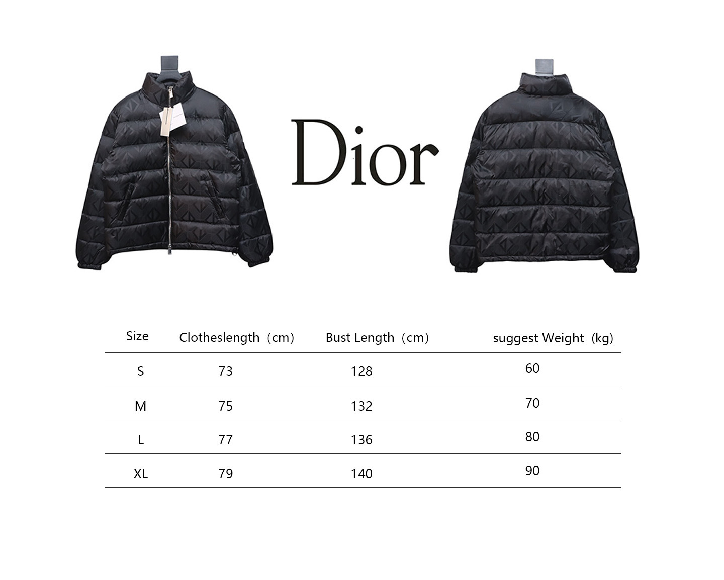 EM Sneakers Dior All-over Geometric Print Stand-up Collar Down Jacket