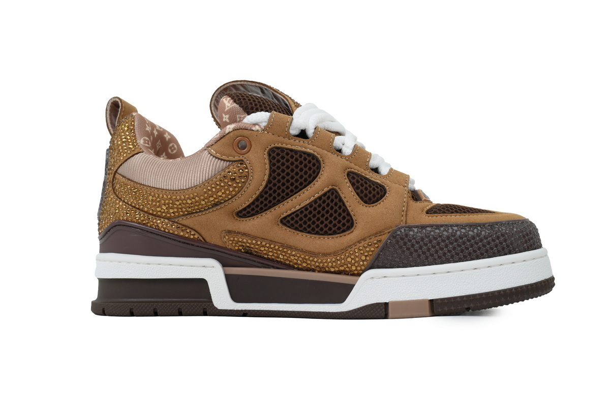 EM Sneakers Louis Vuitton LV Skate White Brown Diamond Surface