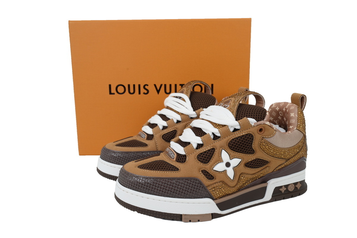 EM Sneakers Louis Vuitton LV Skate White Brown Diamond Surface