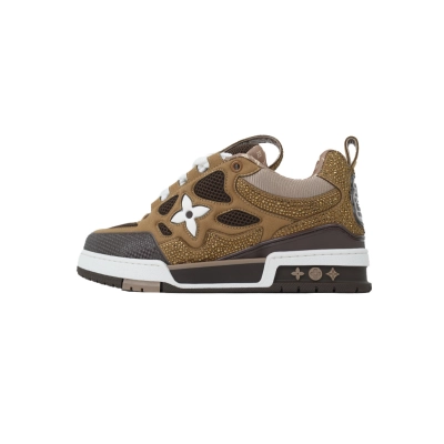EM Sneakers Louis Vuitton LV Skate White Brown Diamond Surface 01