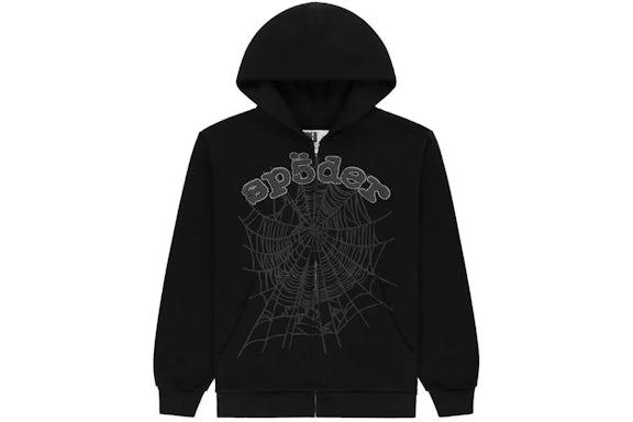 EM Sneakers Sp5der OG Web V2 Rhinestone Zip Up Hoodie Black