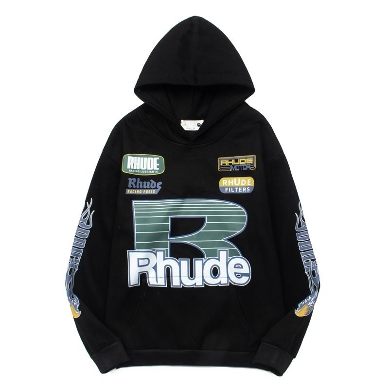 EM Sneakers Rhude Roadway Racing Cotton Hoodie Black