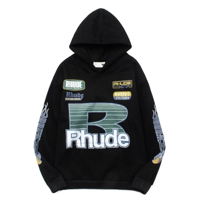 EM Sneakers Rhude Roadway Racing Cotton Hoodie Black 01
