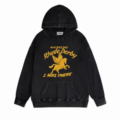 EM Sneakers Rhude Derby Graphic Hoodie Black 01