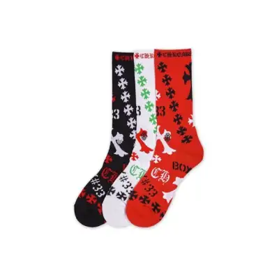 EM Sneakers Chrome Hearts Stencil Socks Black/White/Red 01