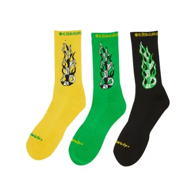EM Sneakers Chrome Hearts x Matty Boy Flame Socks Green/Yellow/Black 01