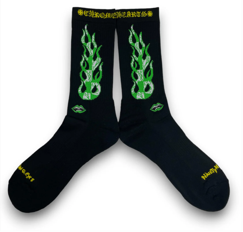 EM Sneakers Chrome Hearts x Matty Boy Flame Socks Green/Yellow/Black