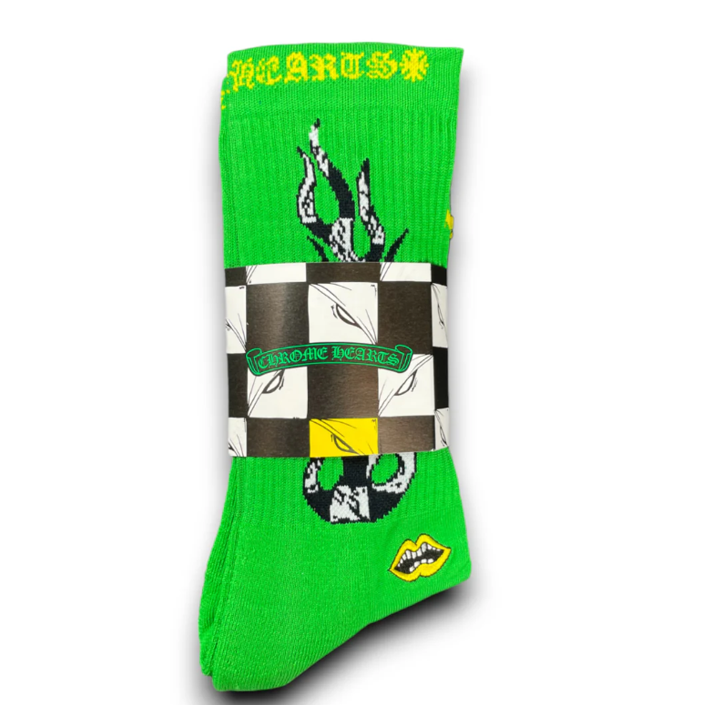 EM Sneakers Chrome Hearts x Matty Boy Flame Socks Green/Yellow/Black