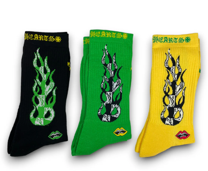 EM Sneakers Chrome Hearts x Matty Boy Flame Socks Green/Yellow/Black