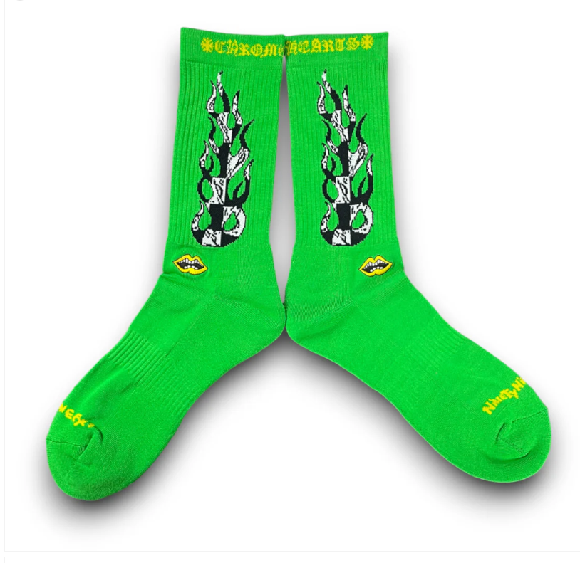 EM Sneakers Chrome Hearts x Matty Boy Flame Socks Green/Yellow/Black