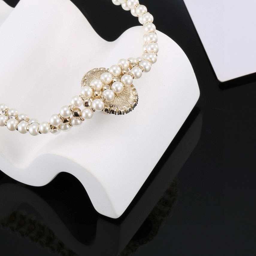 EM Sneakers Chanel Charm Logo 2 Row Pearl Bracelet Metal Woman's 20C