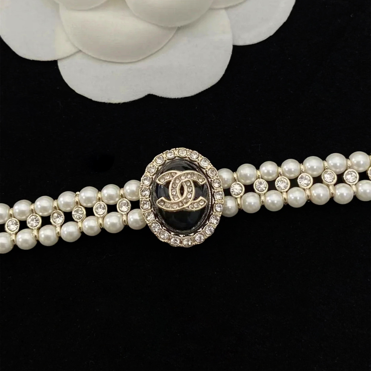 EM Sneakers Chanel Charm Logo 2 Row Pearl Bracelet Metal Woman's 20C