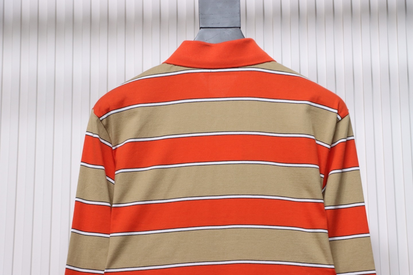 EM Sneakers Miu Miu Unisex Stripes Long Sleeve Polo with Logo In Orange