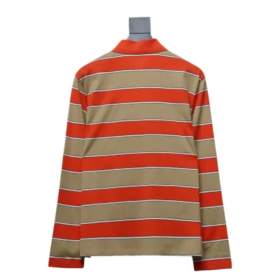 EM Sneakers Miu Miu Unisex Stripes Long Sleeve Polo with Logo In Orange 02