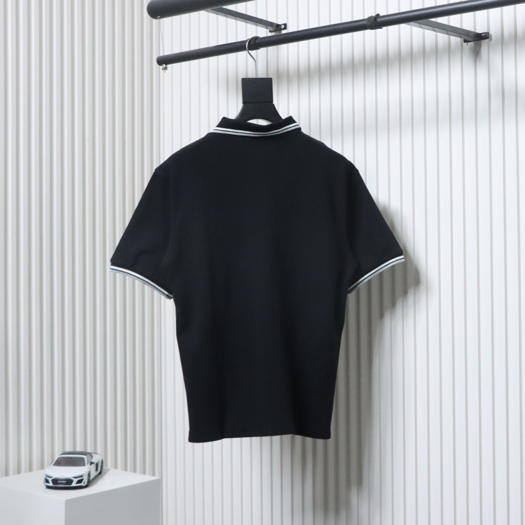 EM Sneakers Miu Miu Black Cotton Polo T-shirt with Zipper