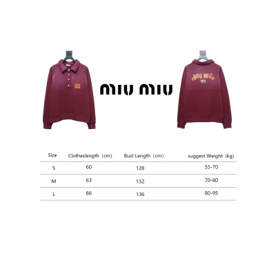 EM Sneakers Miu Miu Burgundy Long Sleeve Polo with Logo In Red 02