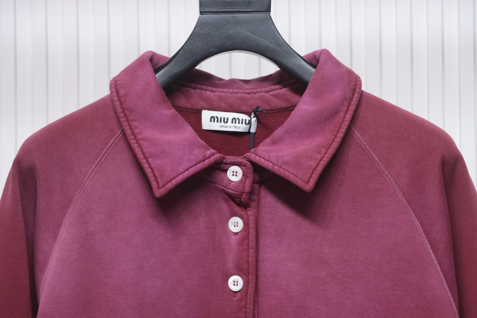 EM Sneakers Miu Miu Burgundy Long Sleeve Polo with Logo In Red