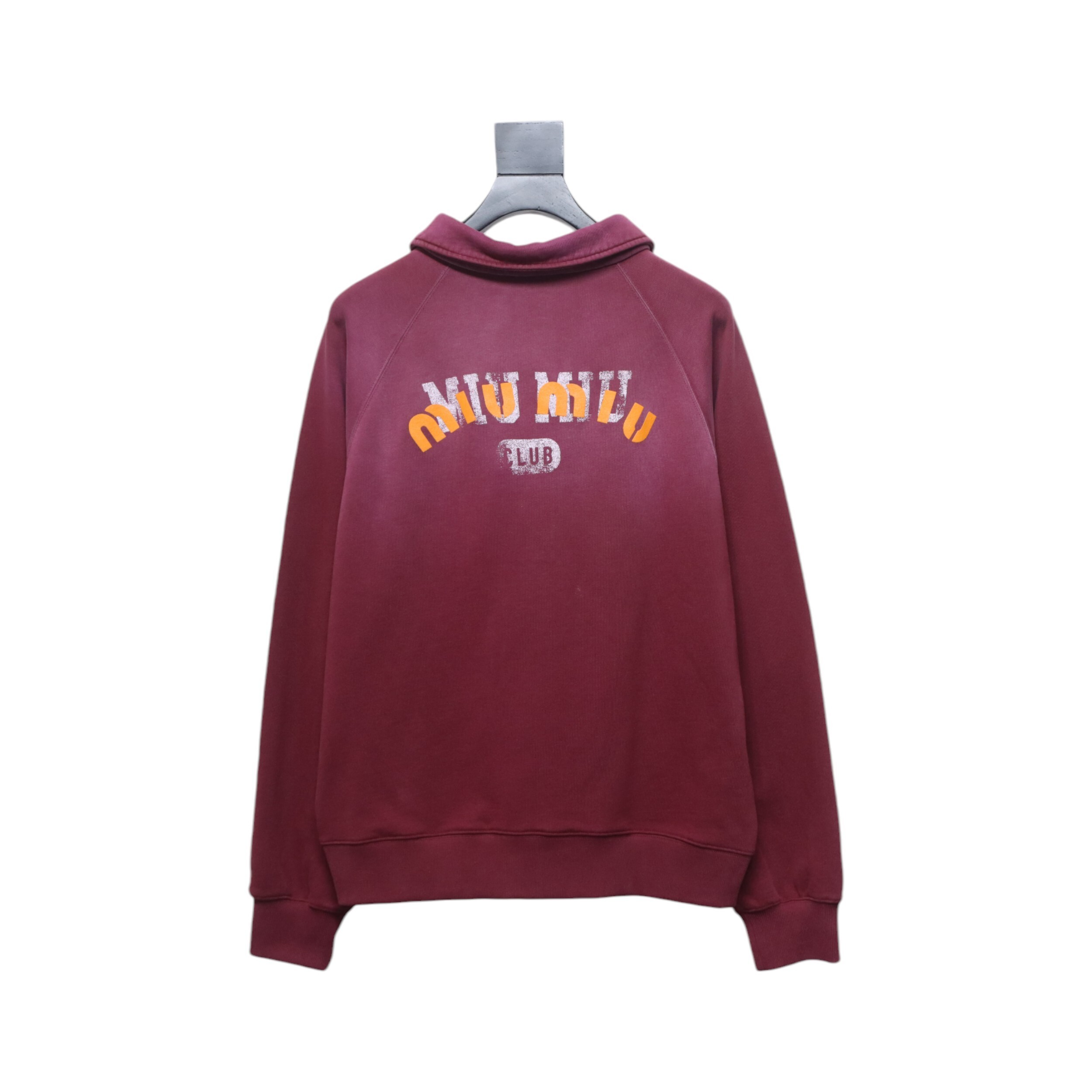 EM Sneakers Miu Miu Burgundy Long Sleeve Polo with Logo In Red