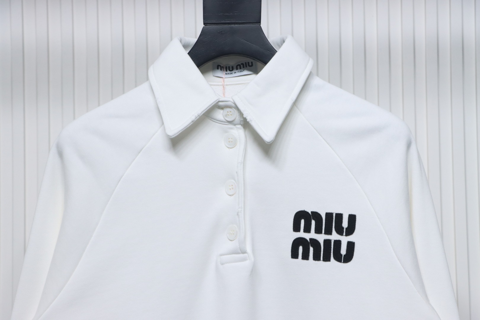 EM Sneakers Miu Miu Burgundy Long Sleeve Polo with Logo In White