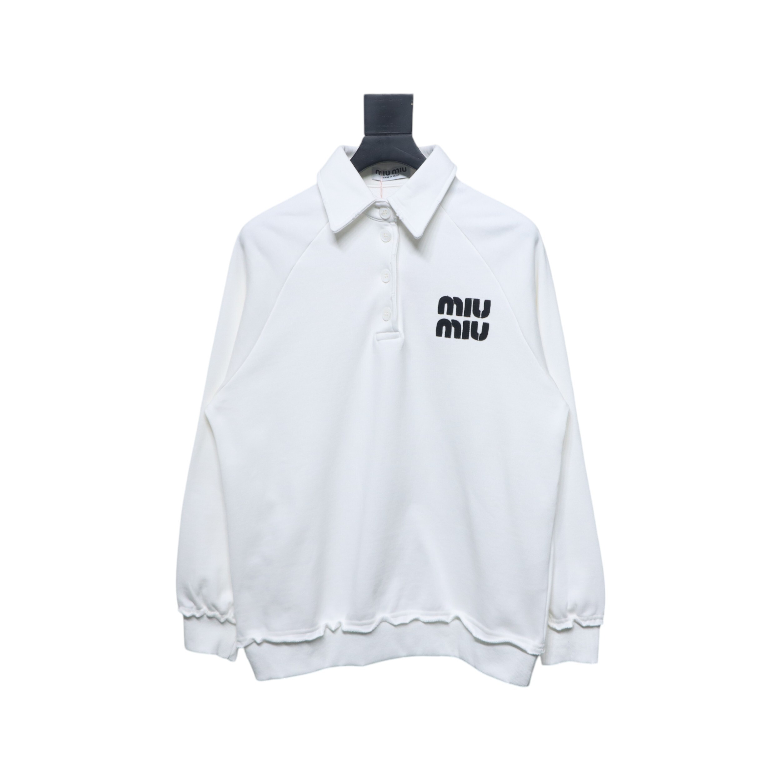 EM Sneakers Miu Miu Burgundy Long Sleeve Polo with Logo In White