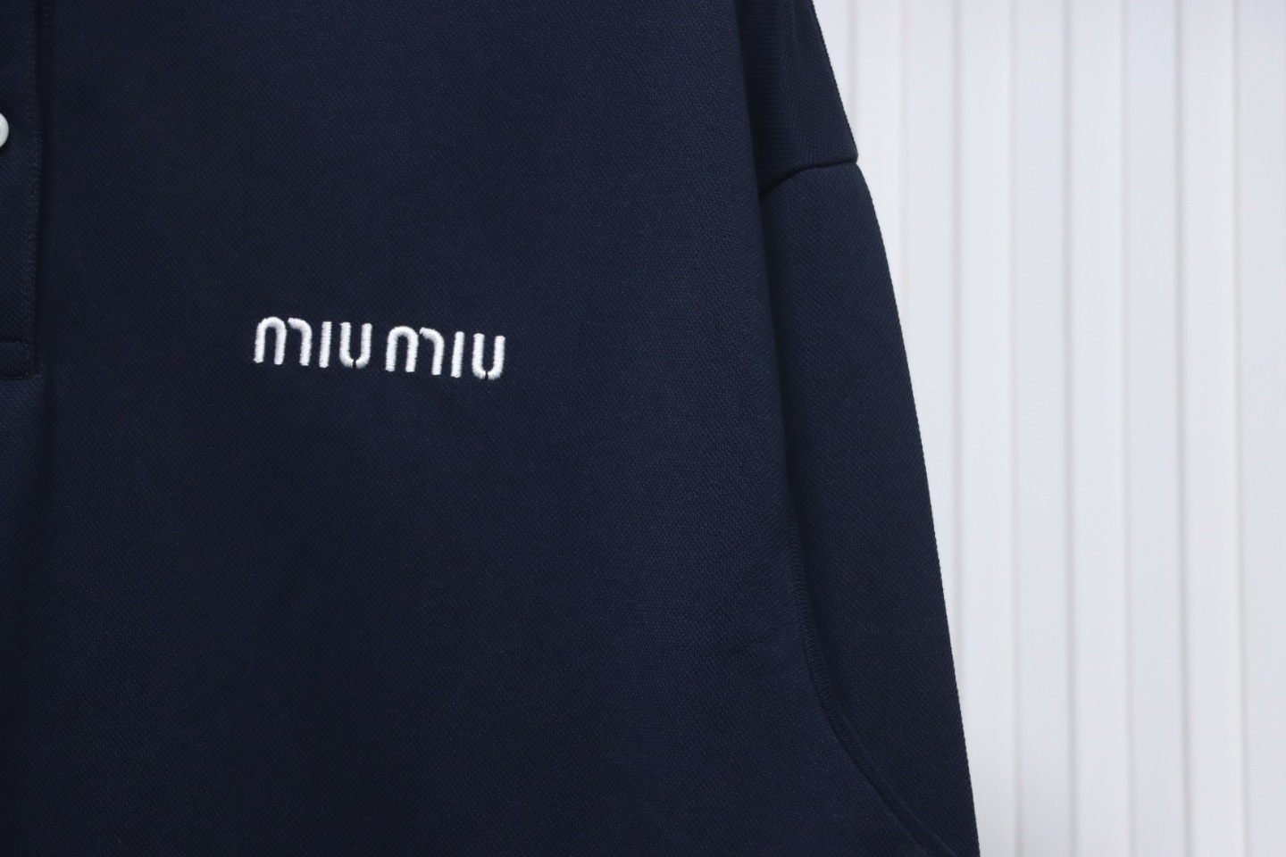 EM Sneakers Miu Miu Long Sleeve Polo with Logo In Navy