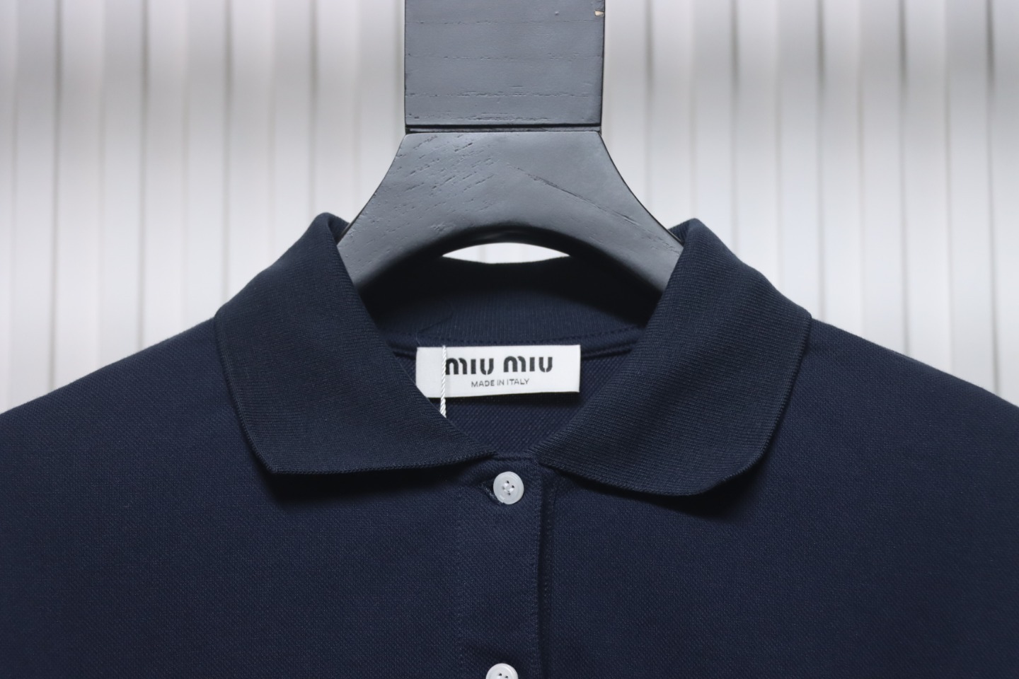 EM Sneakers Miu Miu Long Sleeve Polo with Logo In Navy