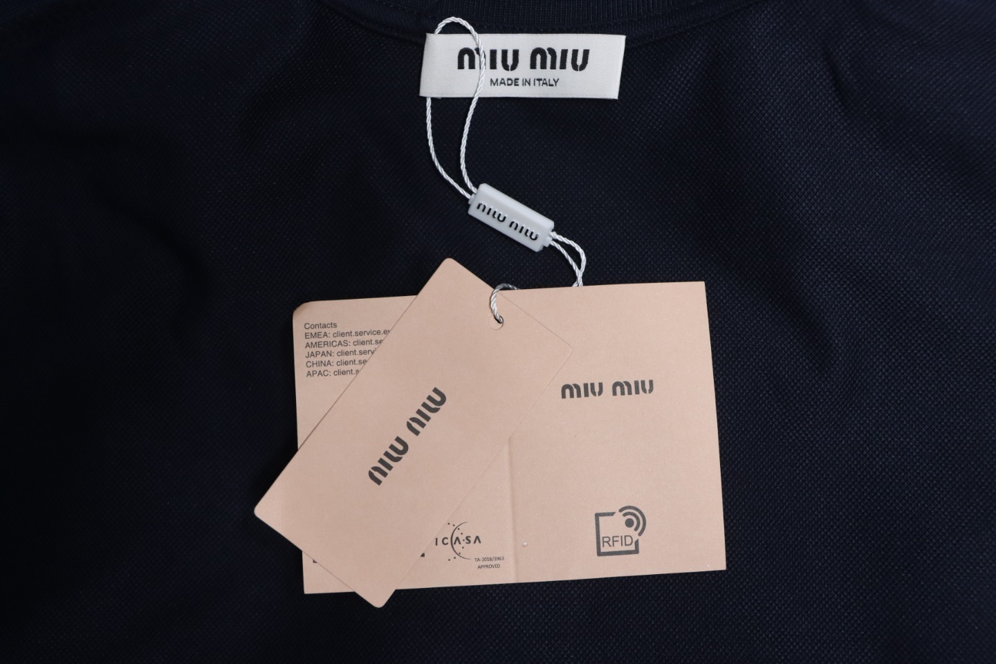 EM Sneakers Miu Miu Long Sleeve Polo with Logo In Navy