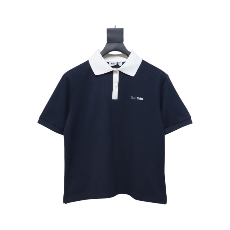 EM Sneakers Miu Miu Navy Cotton Piqué Polo T-Shirt
