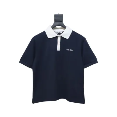 EM Sneakers Miu Miu Navy Cotton Piqué Polo T-Shirt 01