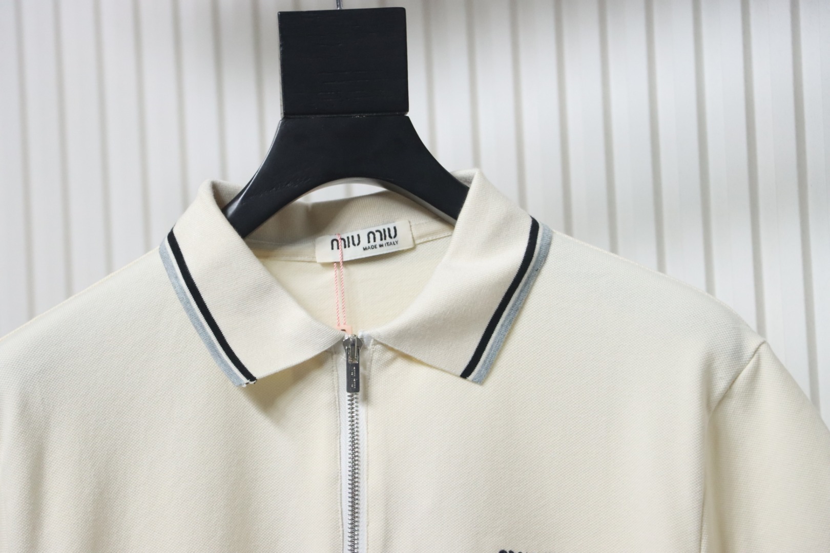 EM Sneakers Miu Miu White Cotton Polo T-shirt with Zipper