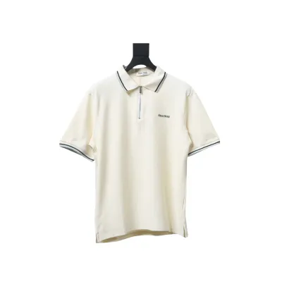 EM Sneakers Miu Miu White Cotton Polo T-shirt with Zipper 01