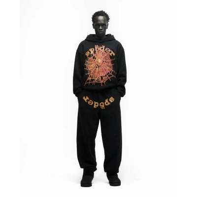 EM Sneakers Sp5der Hoodie & Sweatpant Set OG Logo V2 Black 01