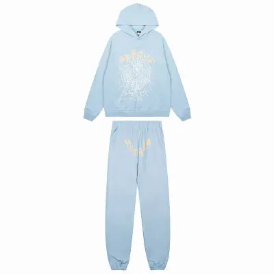 EM Sneakers Sp5der Hoodie & Sweatpant Set OG Web V2 Dusty Blue 01