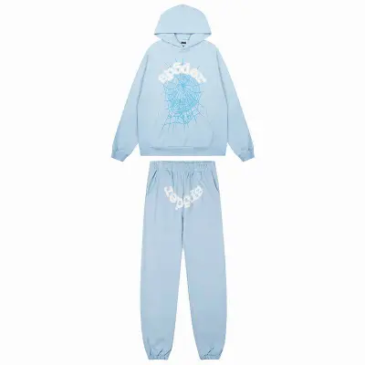 EM Sneakers Sp5der Hoodie & Sweatpant Set Print Gothic Sky Blue 01